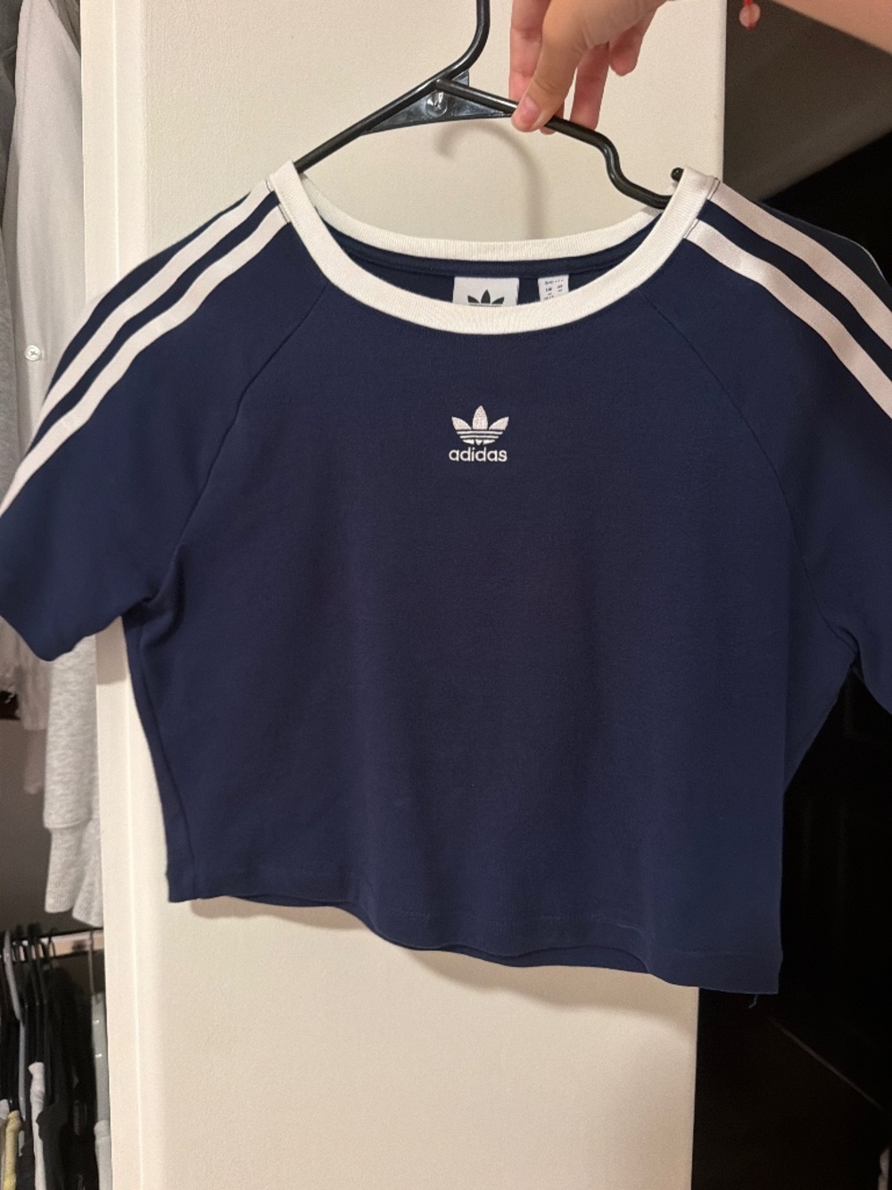 Adidas Originals Navy Blue 3-Stripes Crop Top